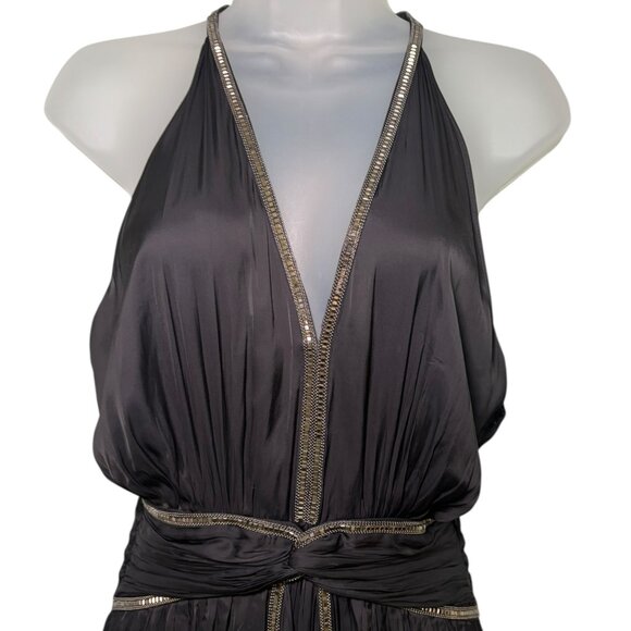 Ramy Brook Melanie Black Embellished Halter Midi Dress NWT Size S - Picture 8 of 8